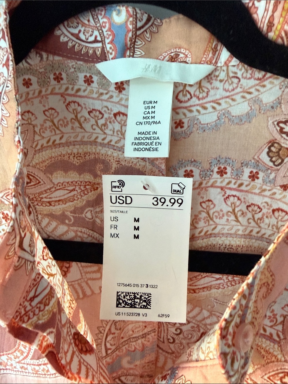 H&M Pink Paisley Midi Dress with Puff Sleeves - Picture 2 of 4